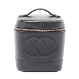 CHANEL Black Caviar Leather Logo Bag